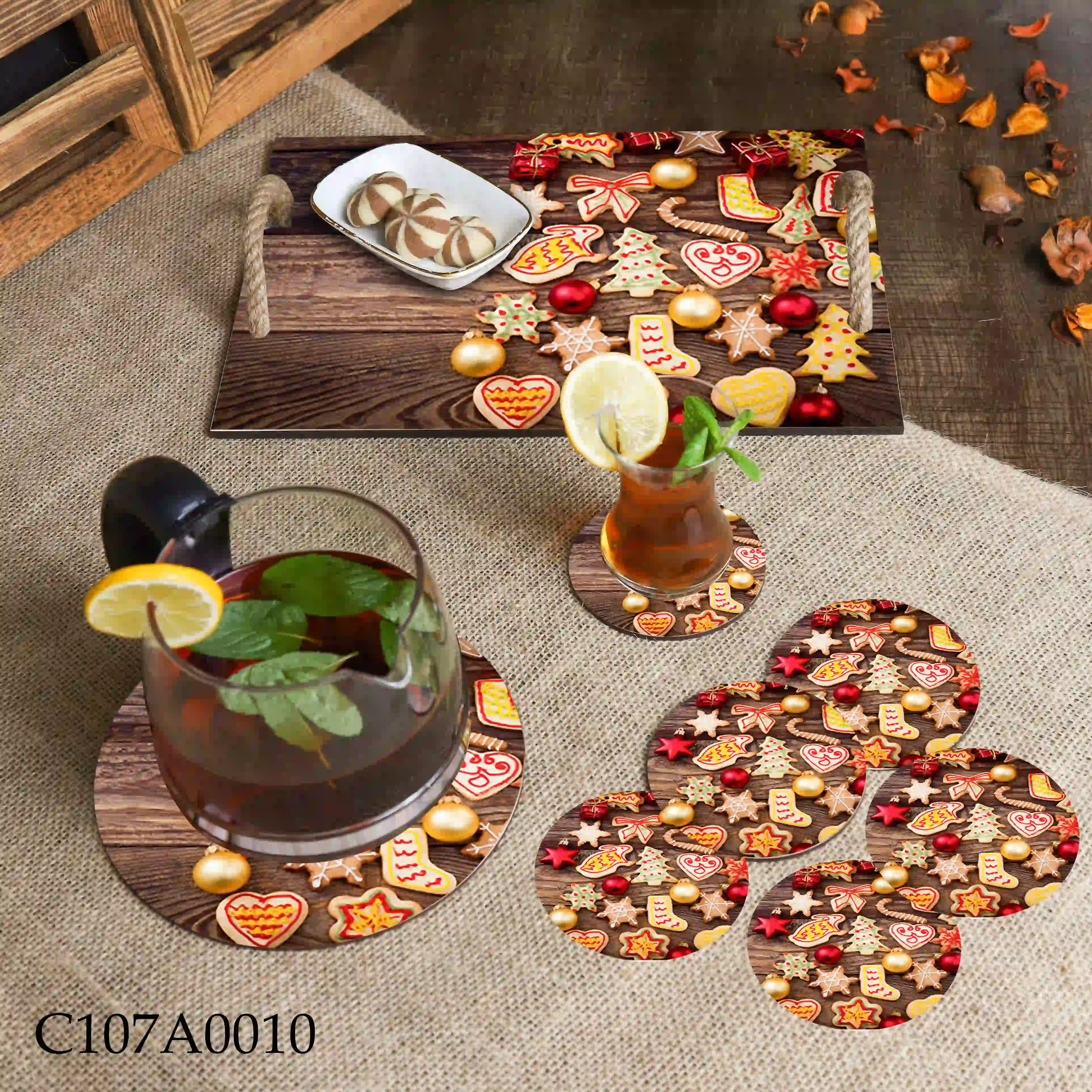 صينية مطبوعة كعك الكريسماس المزخرف