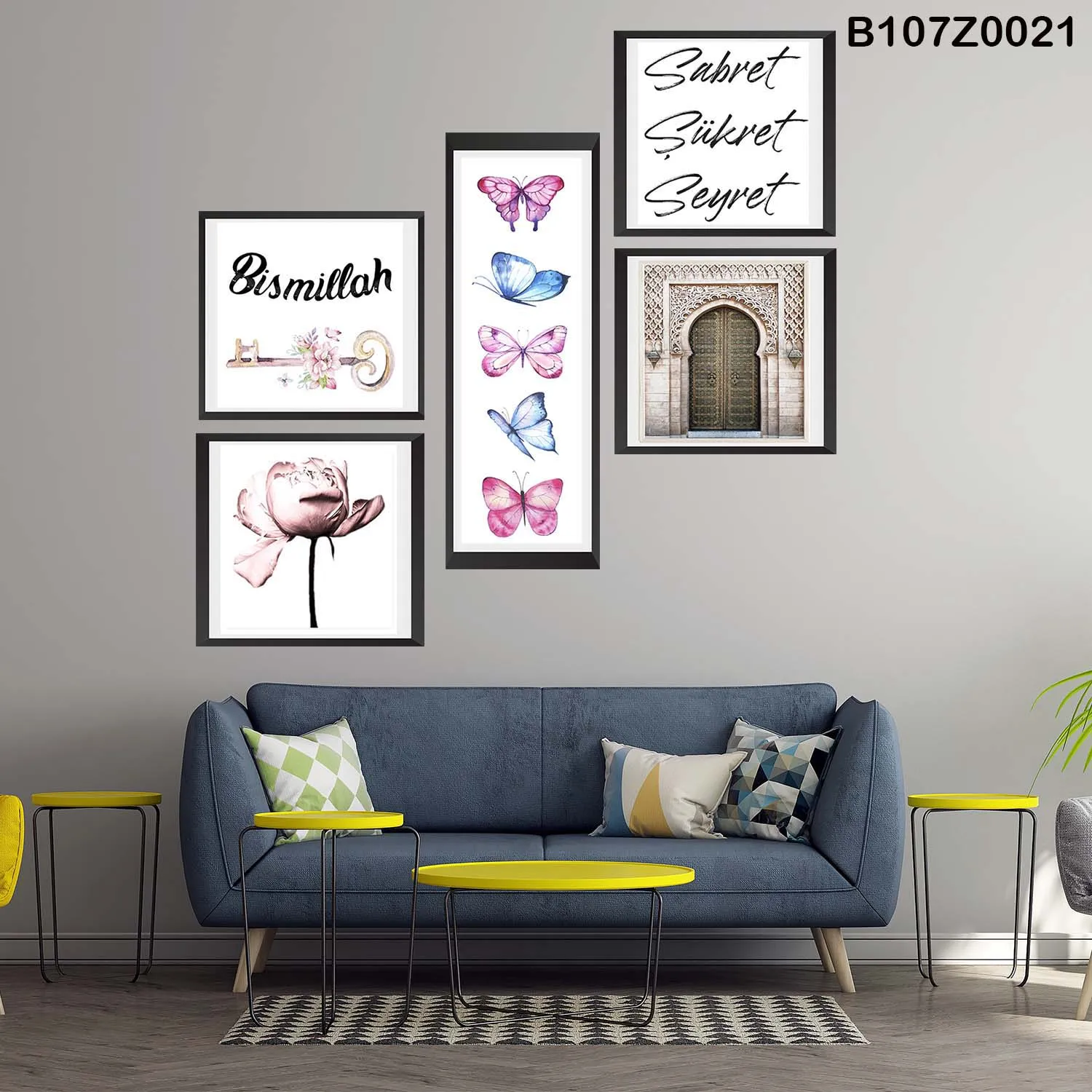 لوحة جدارية فراشات وزهور بتصميم أنيق