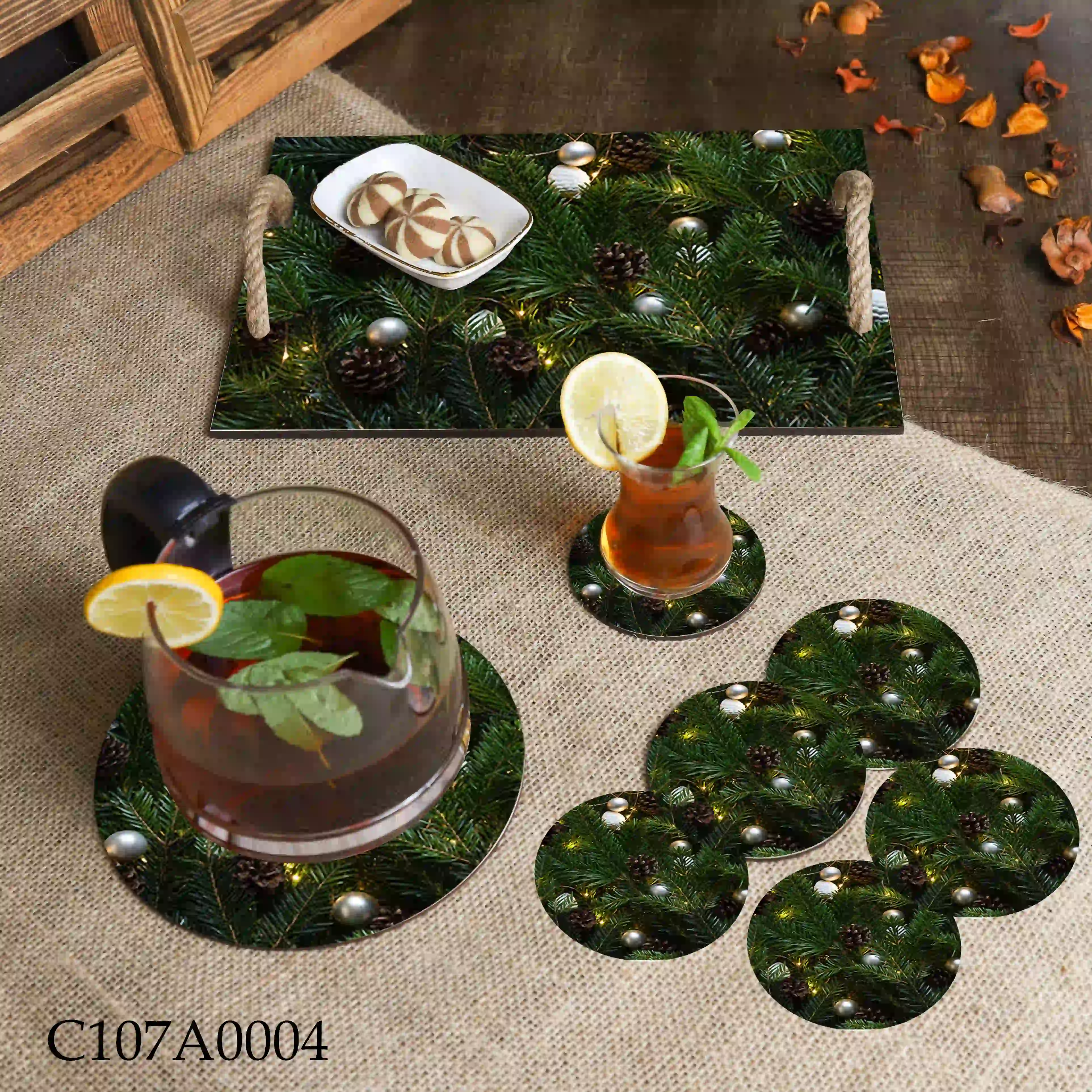 صينية مطبوعة زينة شجرة الميلاد الطبيعية