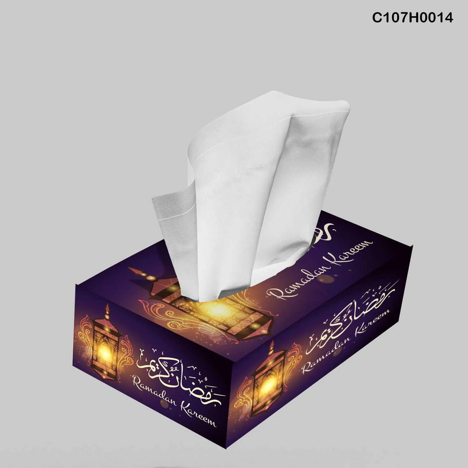 علبة محارم طباعة ديجيتال فوانيس رمضان بنفسجي