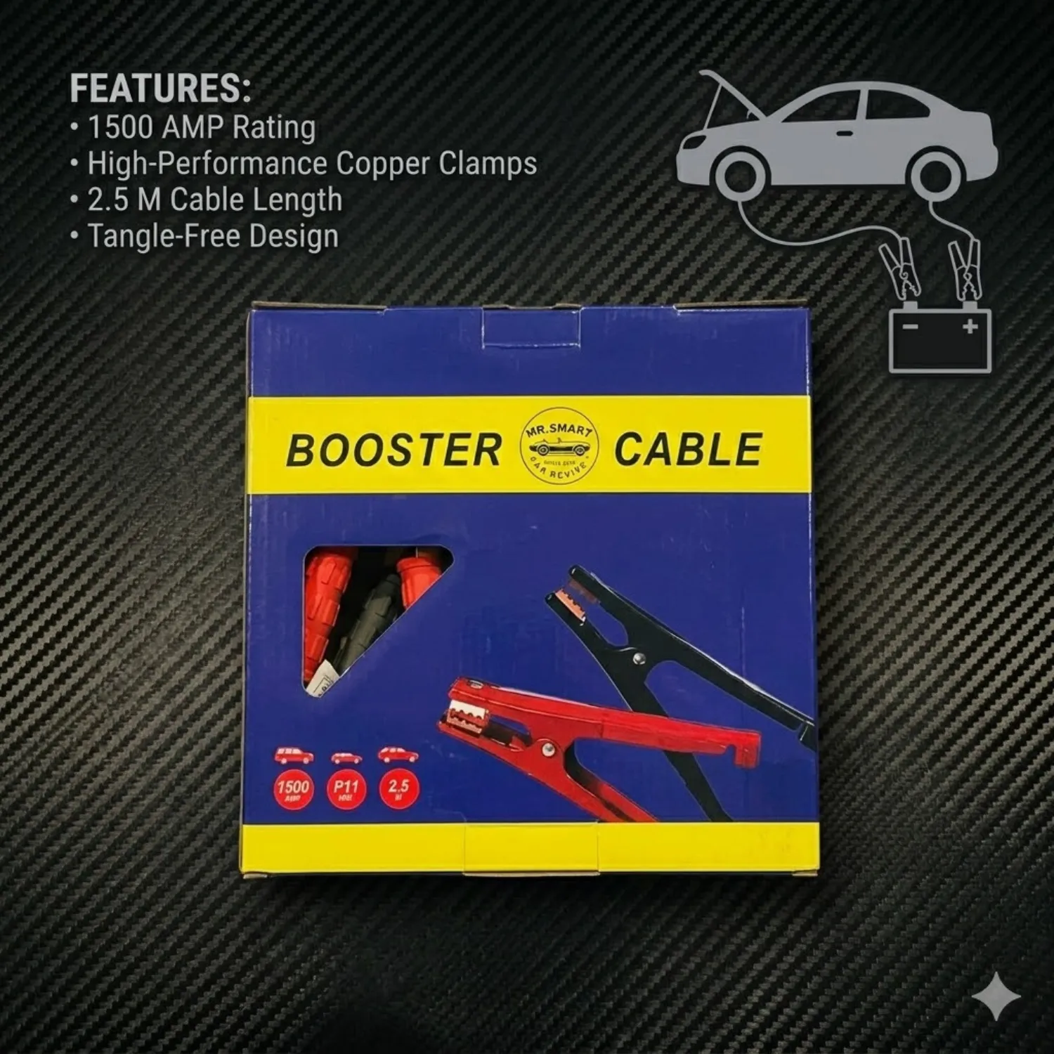 كبل اشتراك سيارات (Booster Cable) بقوة 1500 أمبير وأداء عالي