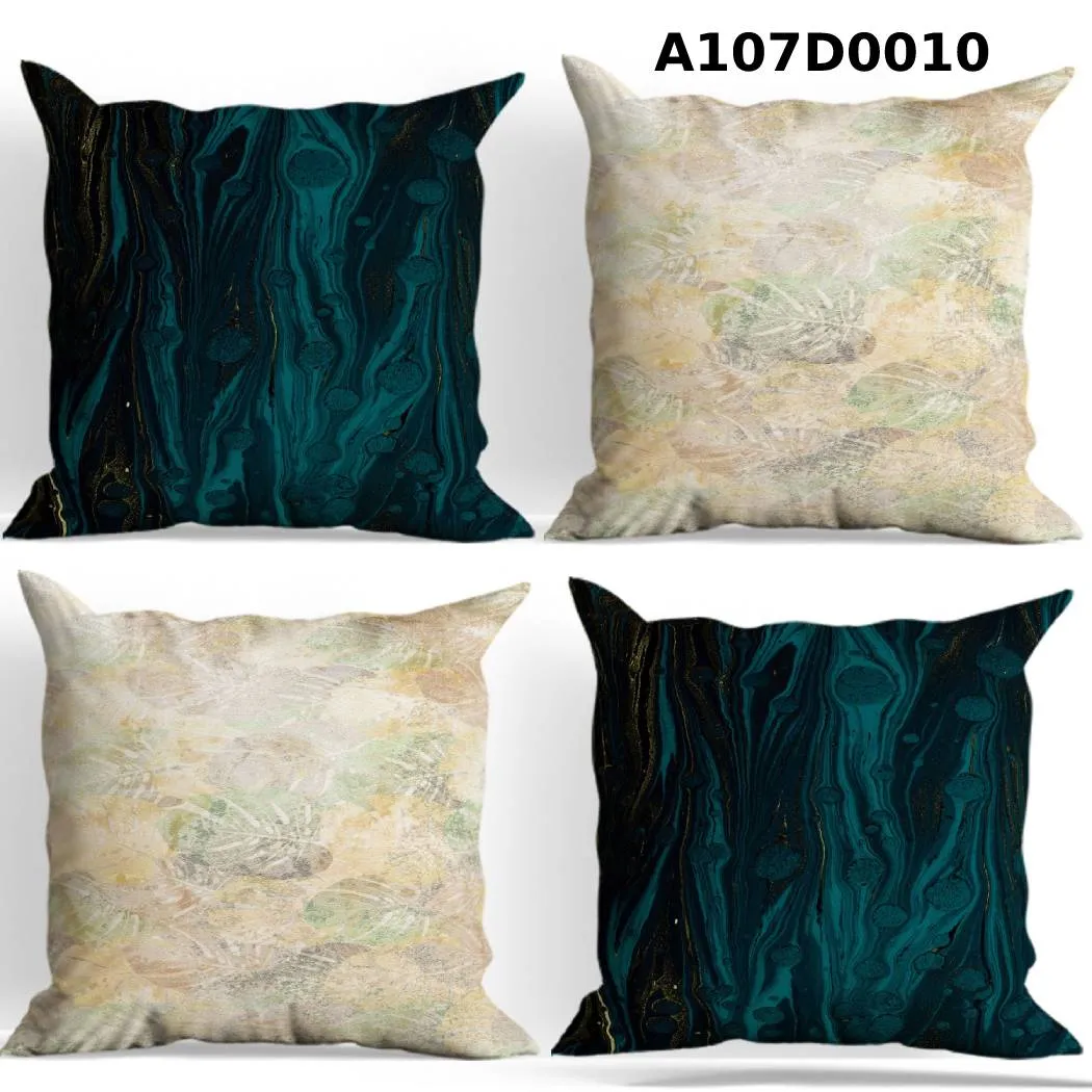 طقم أوجه مخدات مطبوع نقش رخامي داكن