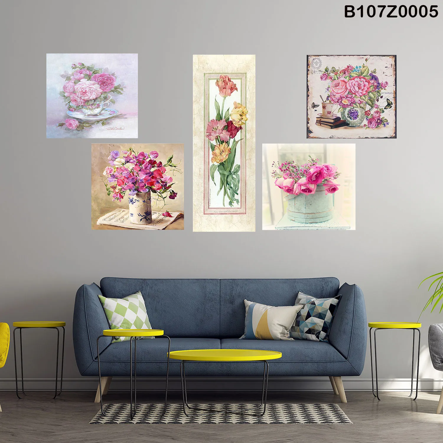 لوحة جدارية باقات ورود بتصميم كلاسيكي أنيق