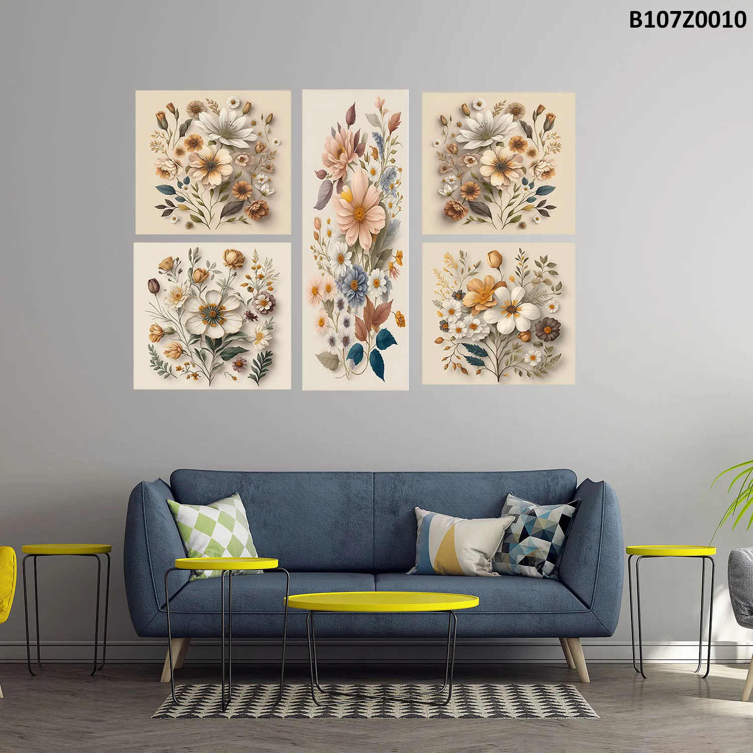 لوحة جدارية باقات زهور بتصميم فني أنيق