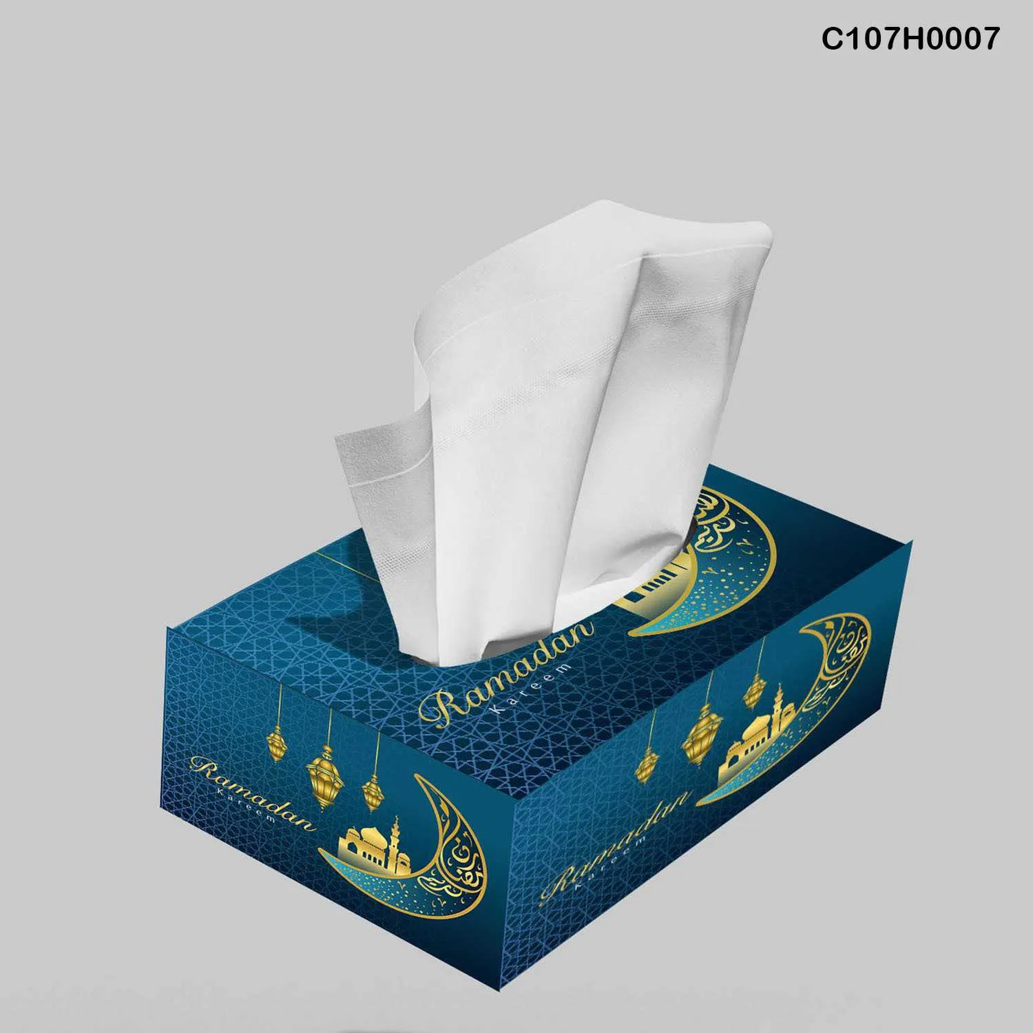 علبة محارم طباعة ديجيتال هلال وفوانيس رمضان