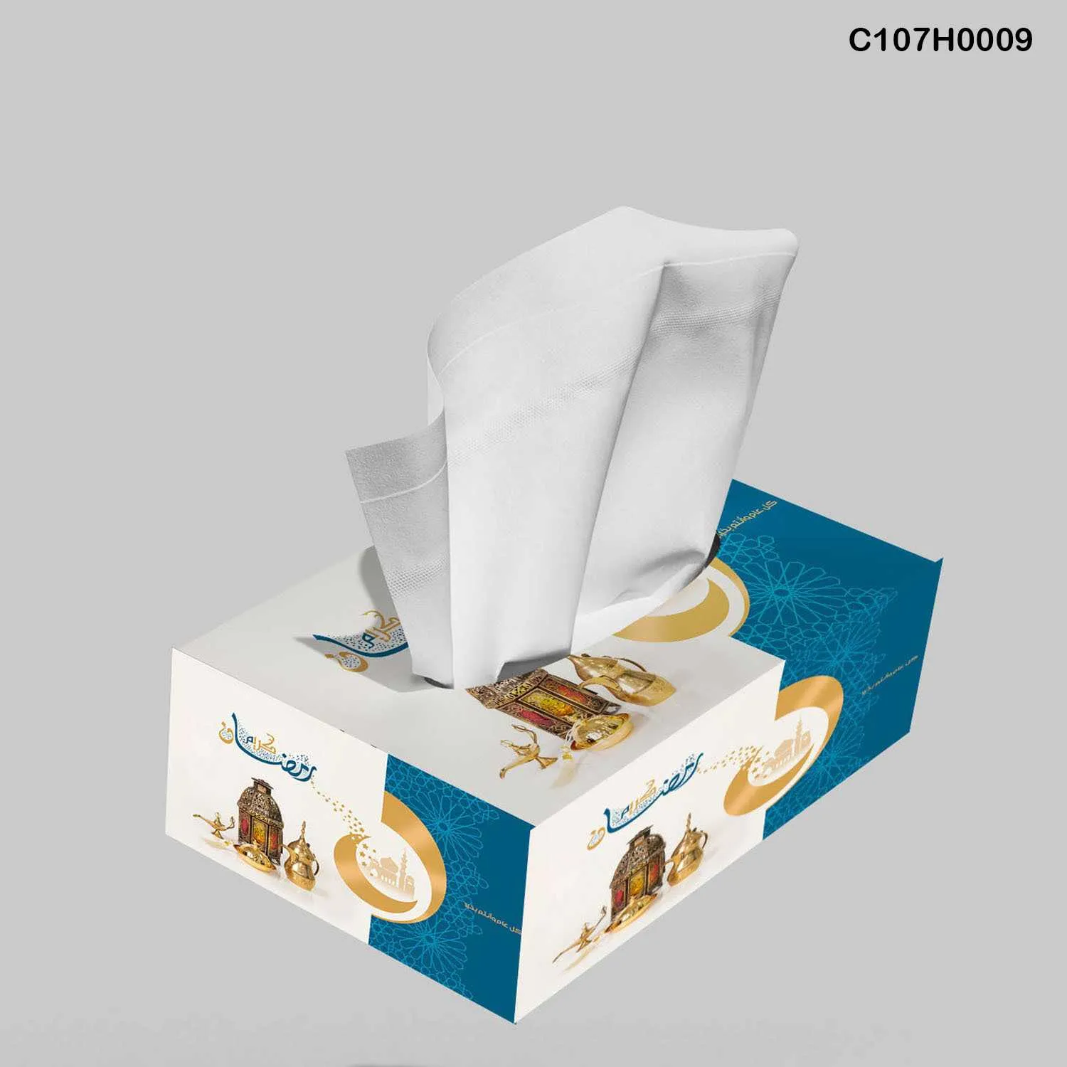 علبة محارم طباعة ديجيتال فوانيس رمضان تركواز